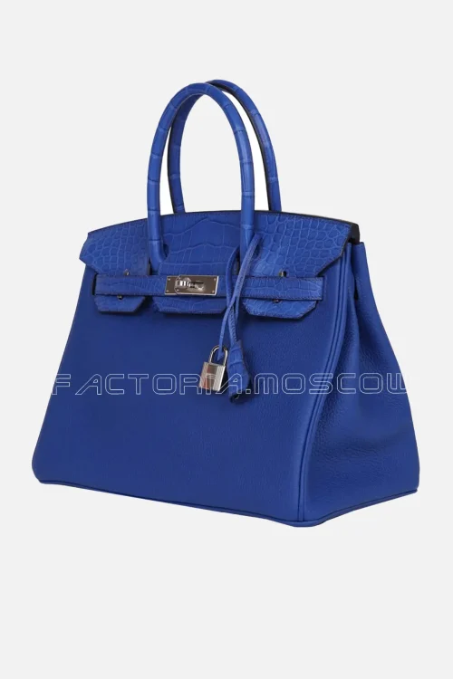 Hermès Birkin 30 Bleu Royal Matte Alligator and Togo Touch PHW