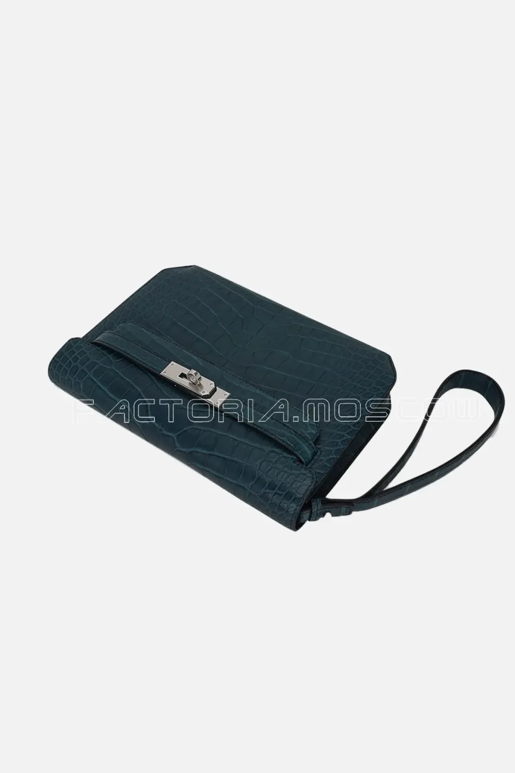 Hermes Kelly Depeches 25 Pouch Vert Rousseau Matte Alligator PHW