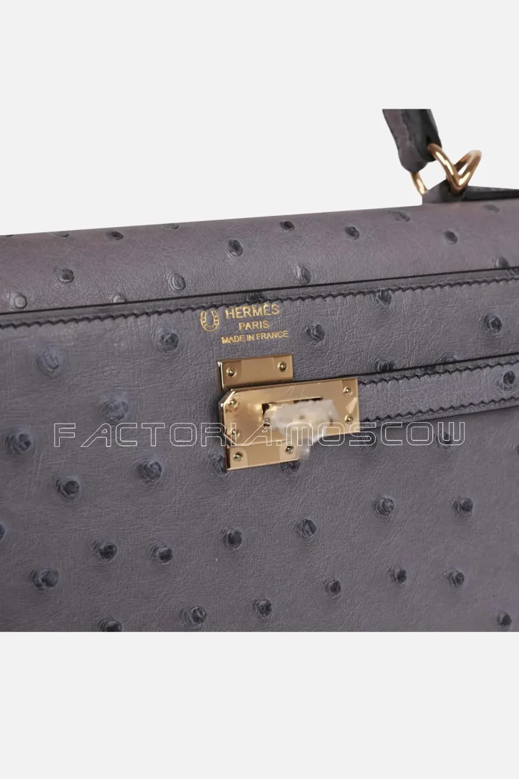 Hermès Special Order (HSS) Kelly Sellier 25 Gris Agate Verso Ostrich Permabrass Hardware
