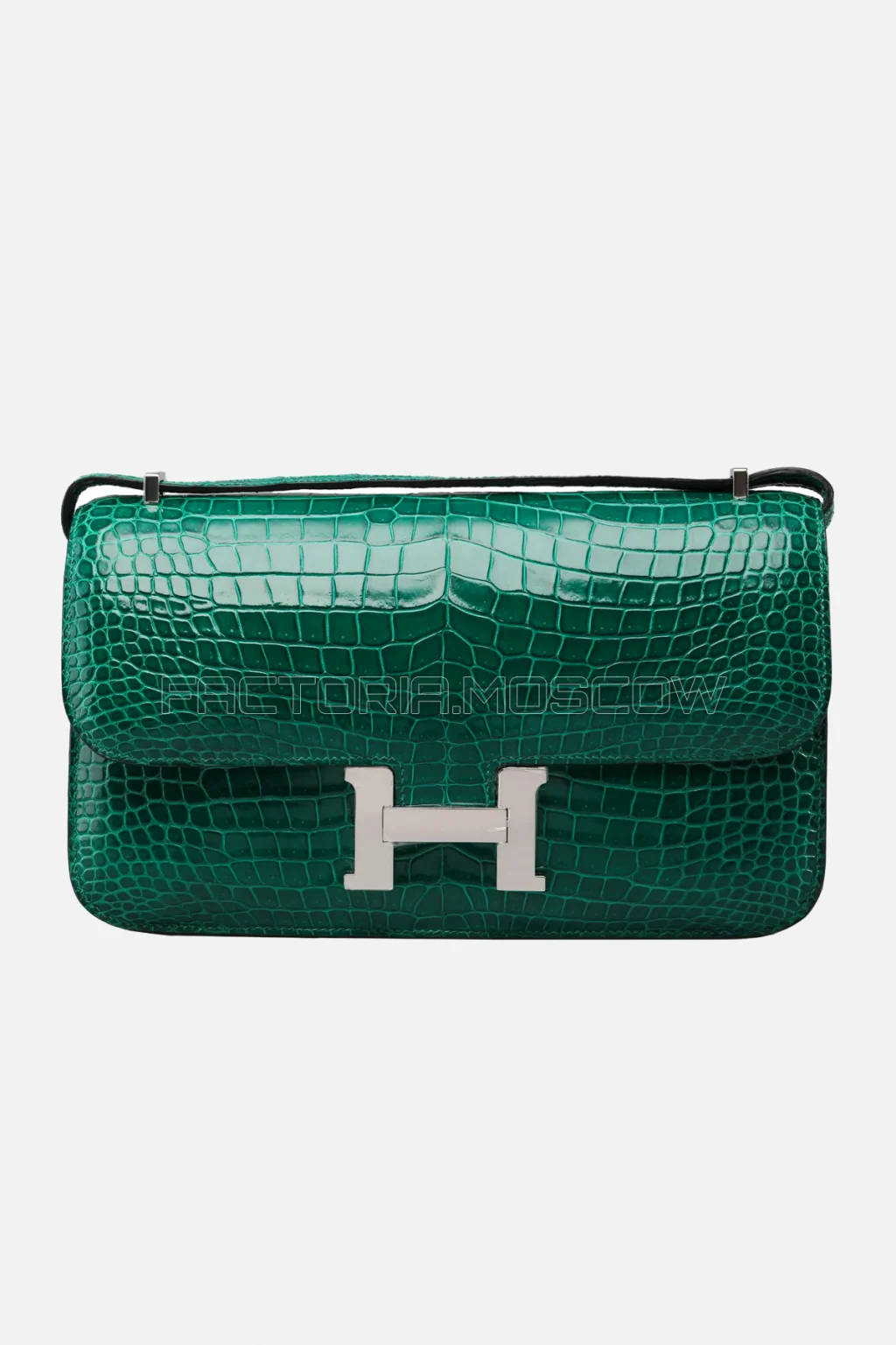 Hermes Constance Elan Vert Émeraude Porosus Lisse PHW