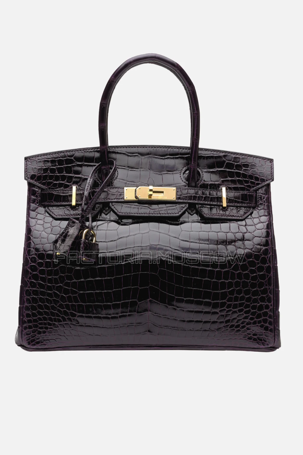 Hermes Birkin 30 Shiny Prune Porosus Crocodile GHW