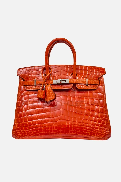 Hermès Birkin 25 Orange Shiny Niloticus Crocodile PHW