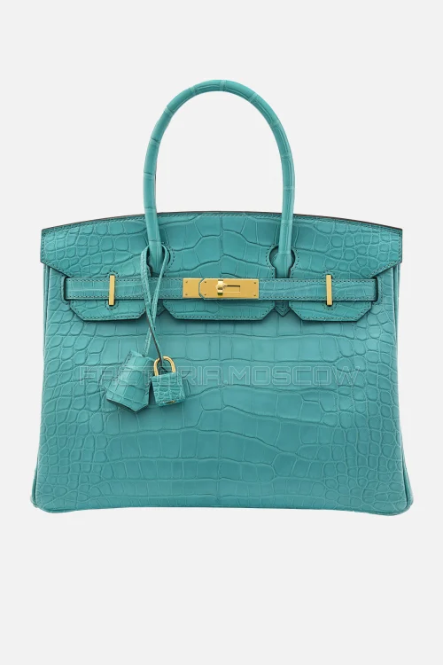 Hermes Birkin 30 Matte Alligator Bleu Paon GHW