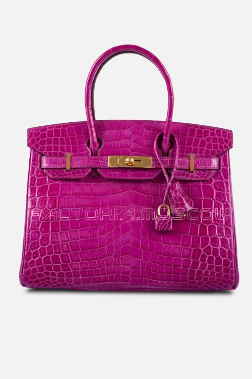 Hermes Birkin 30 Shiny Rose Scheherazade Porosus Crocodile PHW