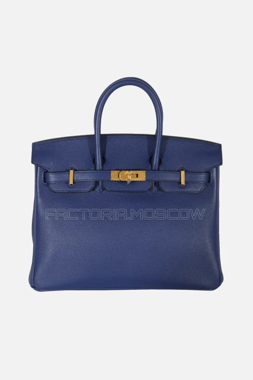 Hermès Birkin 25 Bleu Saphir And Gris Mouette Taurillon Novillo GHW