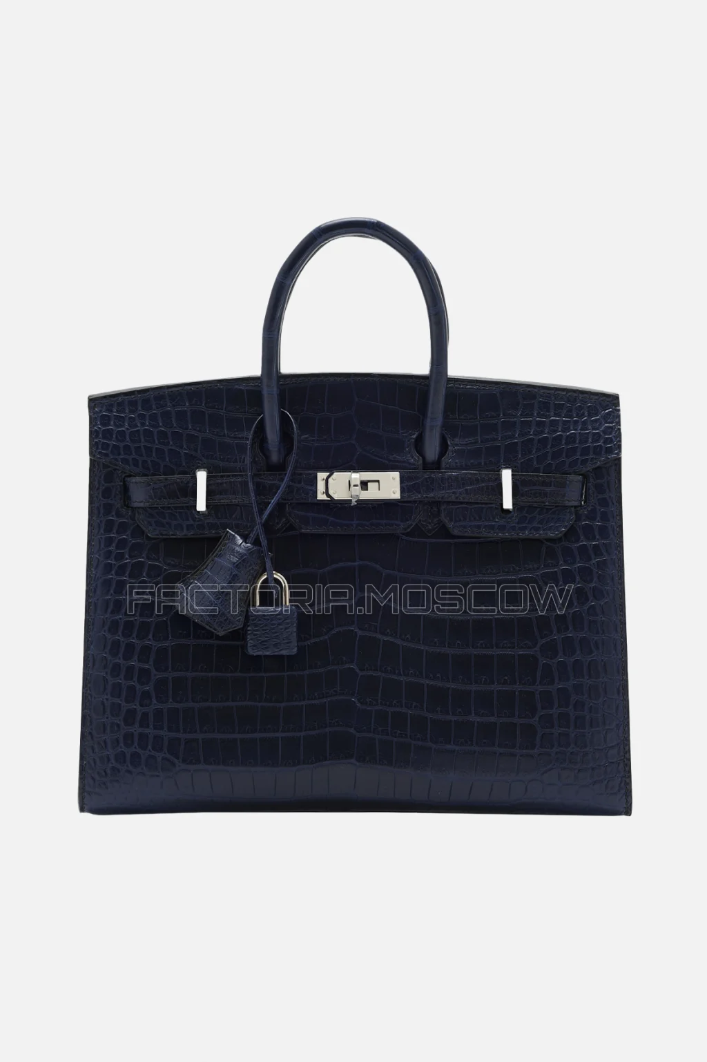 Hermes Birkin Sellier 25 Porosus Crocodile Blue Marine PHW