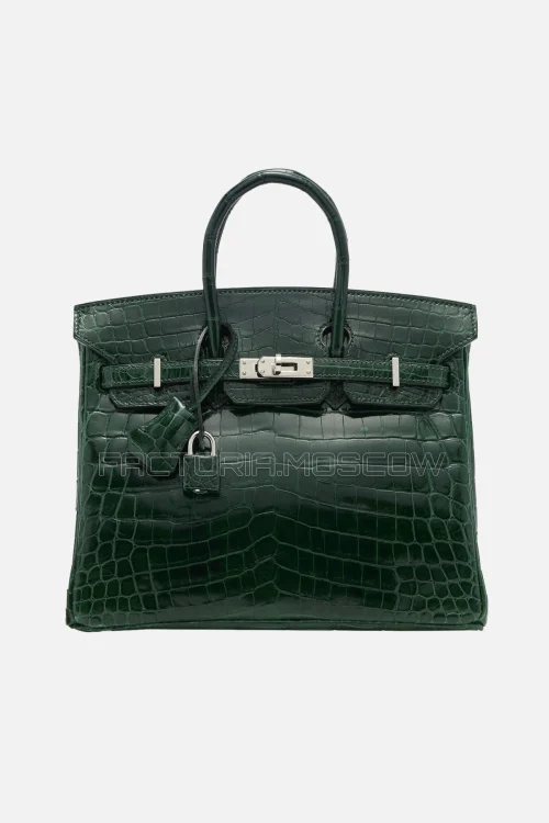 Hermes Birkin 25 Shiny Vert Fonce Niloticus Crocodile PHW