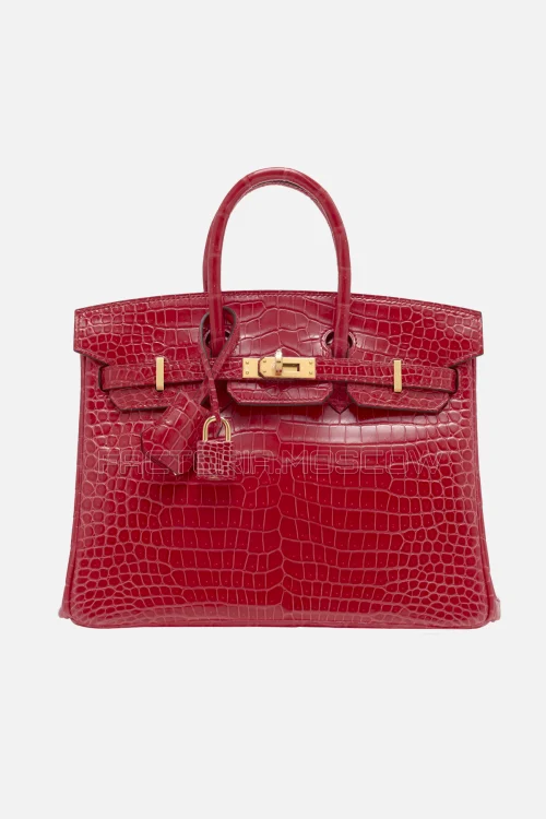 Hermes Birkin 25 Shiny Bougainvillier Porosus Crocodile GHW