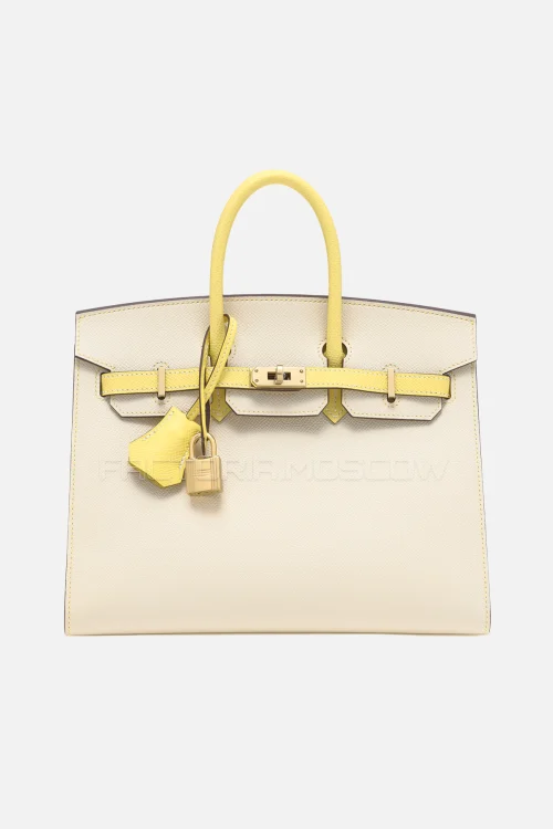 Hermes Birkin Sellier 25 Epsom Craie/Jaune Poussin GHW
