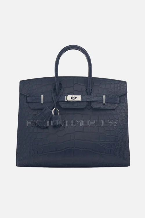 Hermes Birkin Sellier 25 Matte Bleu Indigo Alligator PHW