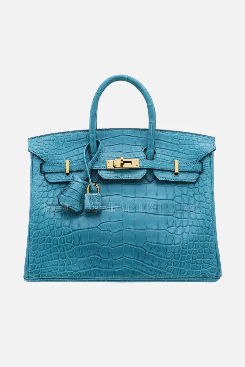 Hermes Birkin 25 Matte Bleu Paon Alligator GHW