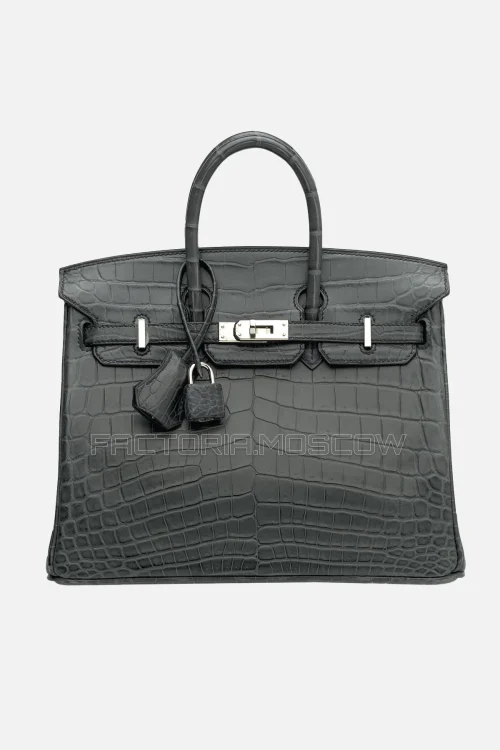 Hermes Birkin 25 Matte Plomb Niloticus Crocodile PHW