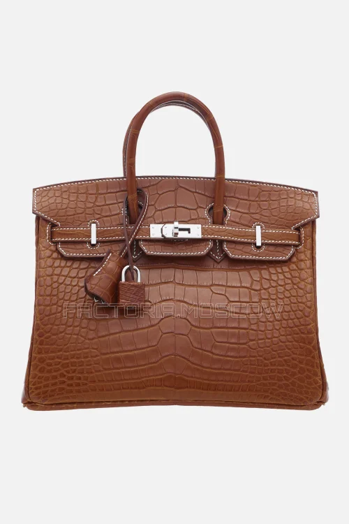 Hermes Birkin 25 Matte Fauve Barenia Alligator PHW