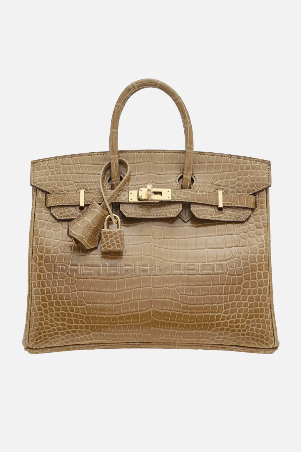 Hermes Birkin 25 Shiny Beige Sable Porosus Crocodile GHW