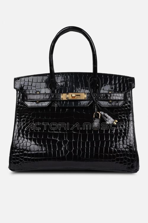 Hermès Birkin 30 Black Shiny Porosus Crocodile GHW