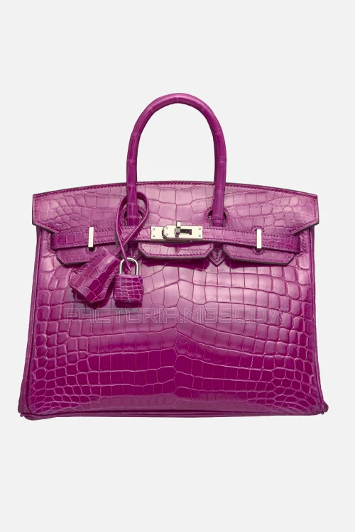 Hermes Birkin 25 Shiny Rose Pourpre Niloticus Crocodile PHW