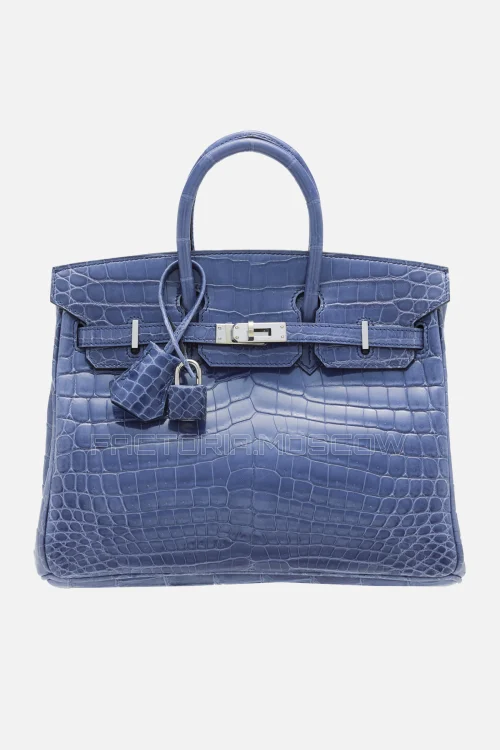 Hermes Birkin 25 Shiny Bleu Brighton Niloticus Crocodile PHW