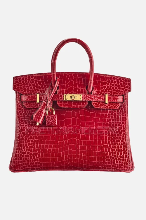 Hermes Birkin 25 Shiny Rouge De Coeur Porosus Crocodile GHW
