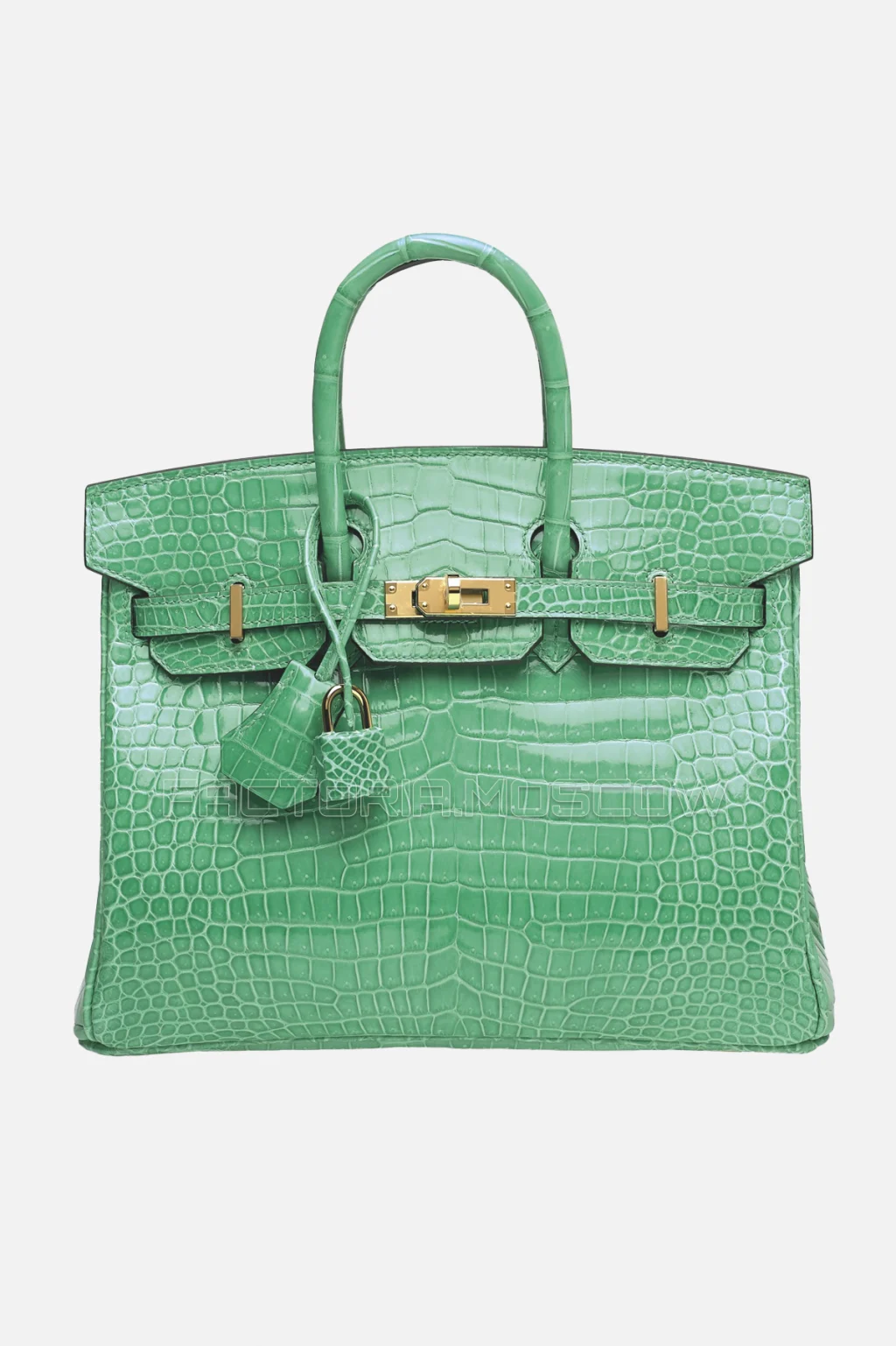Hermes Birkin 25 Shiny Vert Jade Porosus Crocodile GHW