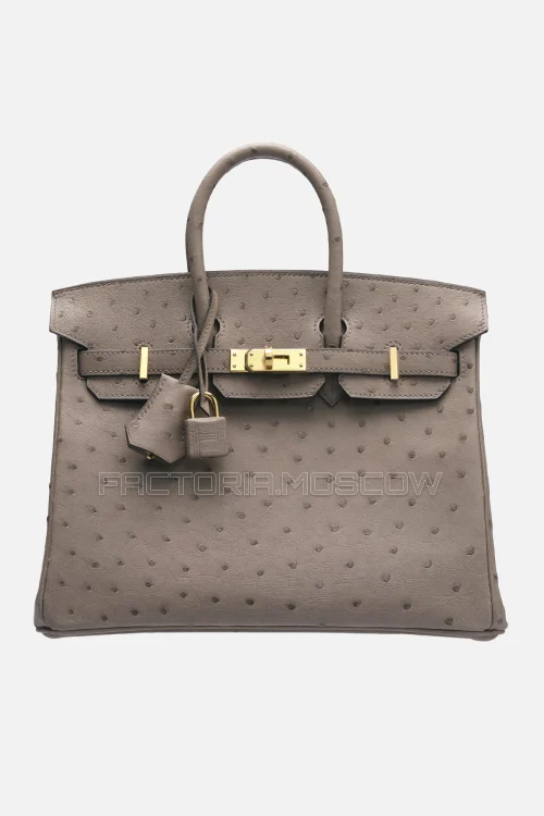 Hermes Birkin 25 Gris Tourterelle Ostrich GHW