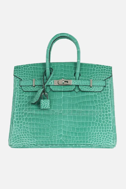 Hermes Birkin 25 Shiny Vert Jade Porosus Crocodile PHW