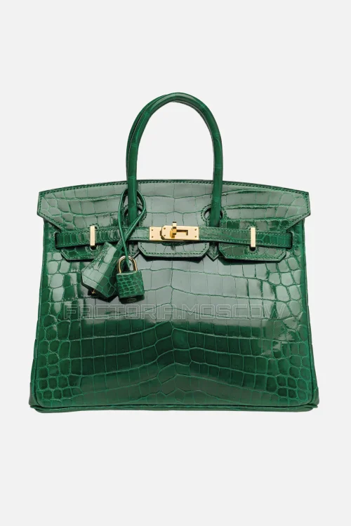 Hermes Birkin 25 Shiny Vert Emeraude Niloticus Crocodile GHW