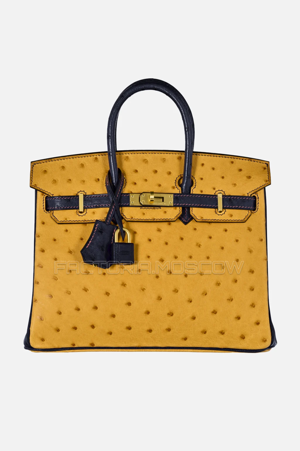 Hermes Birkin 25 Safran/Indigo Ostrich GHW