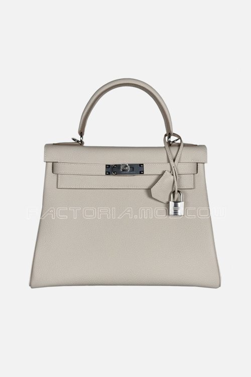 Hermes Kelly Retourne 28 Togo Colour Craie PHW