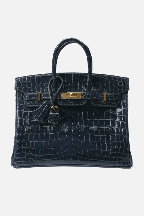 Hermes Birkin 25 Shiny Vert Rousseau Niloticus Crocodile GHW