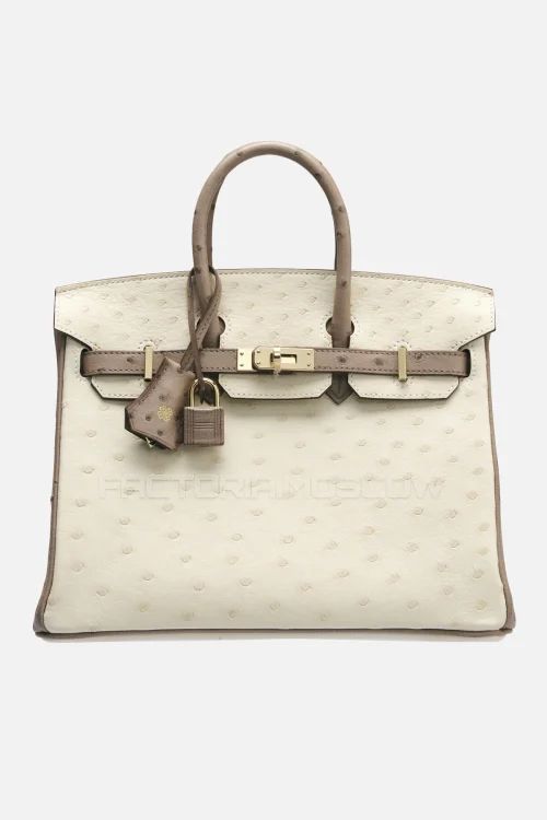 Hermes Birkin 25 Beton/Gris Asphalte Ostrich GHW