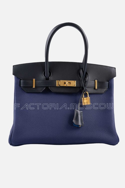 Hermes Birkin 30 Bleu Encre Clemence/Bleu Obscur Sombrero GHW
