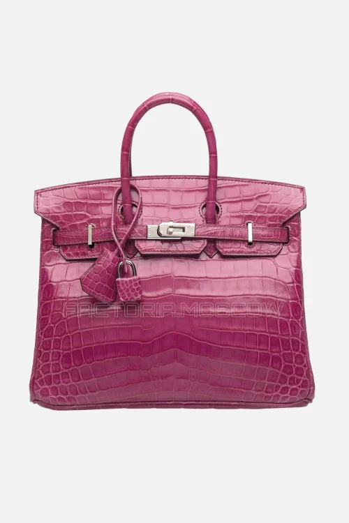 Hermes Birkin 25 Shiny Fuchsia Niloticus Crocodile PHW