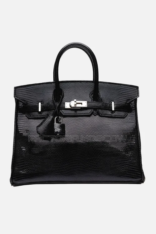 Hermes Birkin 25 Shiny Black Niloticus Lizard PHW