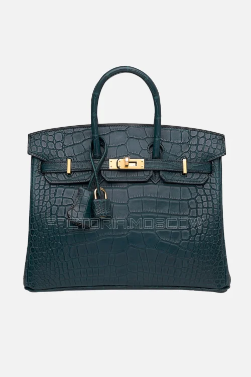 Hermes Birkin 25 Matte Vert Rousseau Alligator GHW