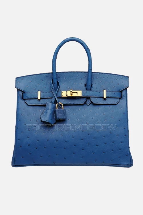 Hermes Birkin 25 Ostrich Deep Blue GHW