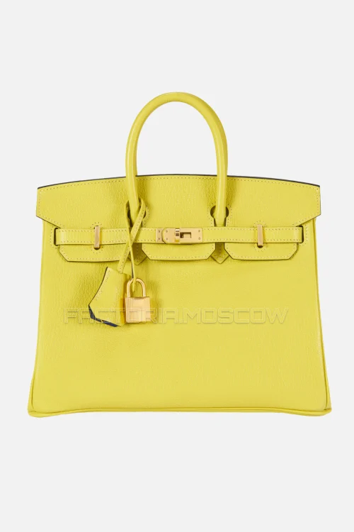 Hermes Birkin 25 Chevre Lime/Bleu Saphir GHW