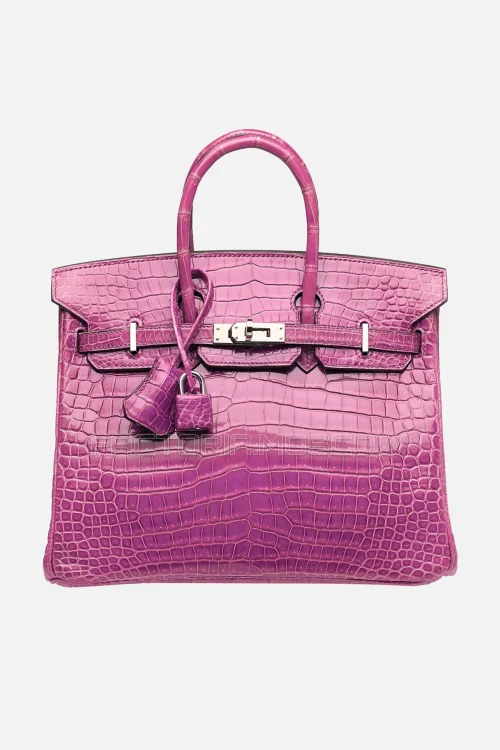 Hermes Birkin 25 Shiny Violet Porosus Crocodile PHW
