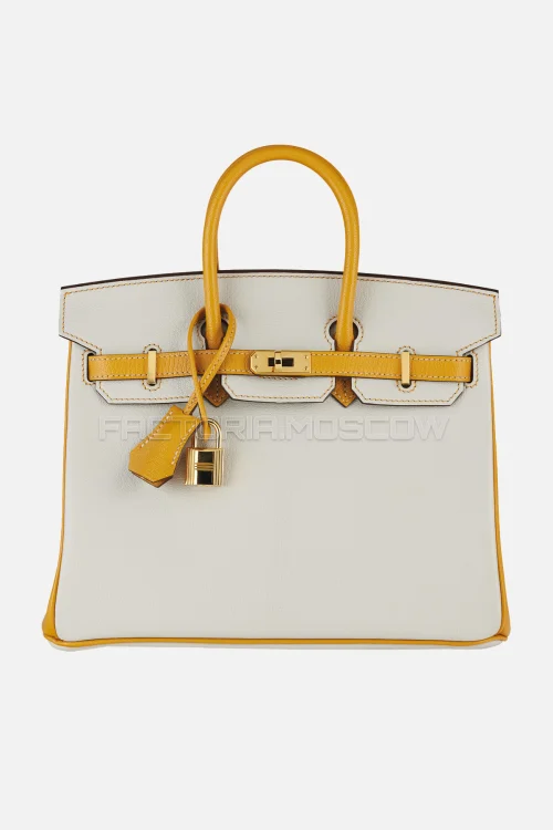 Hermes HSS Birkin 25 Chevre Bleu Glacier/Moutarde GHW