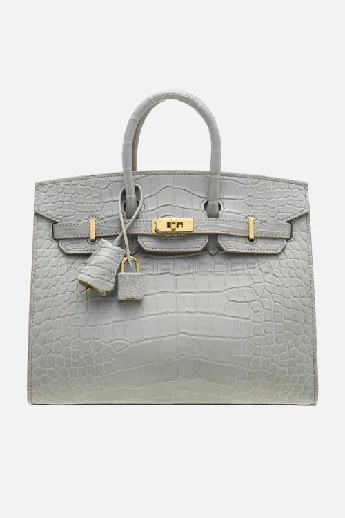 Hermes Birkin Sellier 25 Matte Gris Perle Alligator GHW