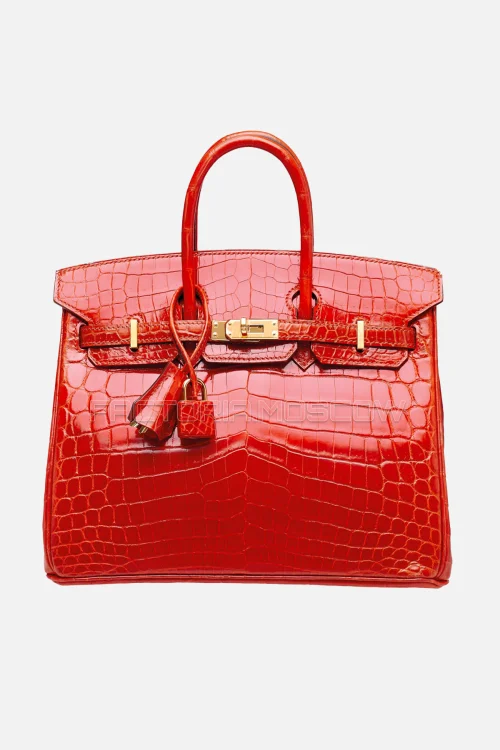 Hermes Birkin 25 Shiny Orange Poppy Niloticus Crocodile GHW