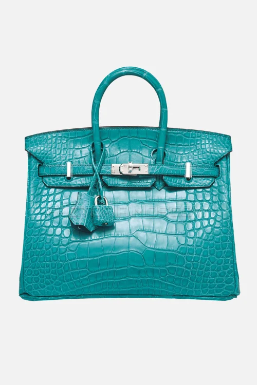 Hermes Birkin 25 Matte Alligator Bleu Paon PHW