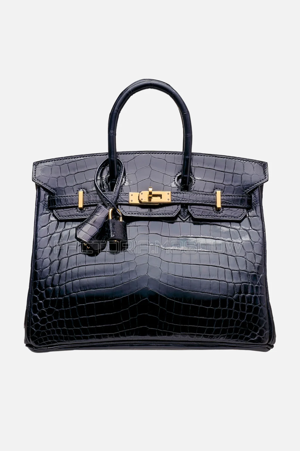 Hermes Birkin 25 Shiny Bleu Marine Niloticus Crocodile GHW