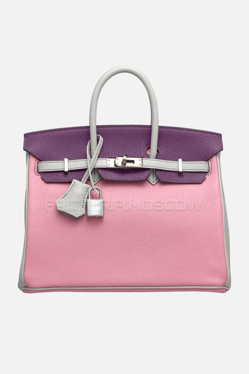 Hermes Birkin 25 Chevre Anemone, Rose Confetti, Gris Perle PHW