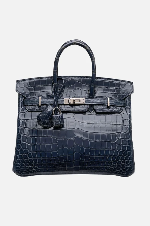 Hermes Birkin 25 Shiny Bleu Abysse Niloticus Crocodile PHW