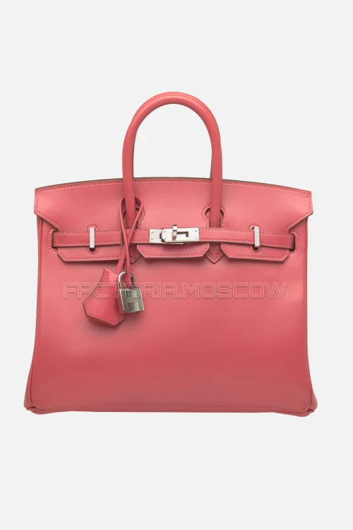 Hermes Birkin Sellier 25 Tadelakt Rose Lipstick PHW