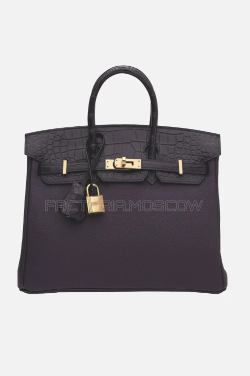 Hermes Birkin Touch 25 Matte Prunoir Alligator/Raisin Togo RGHW