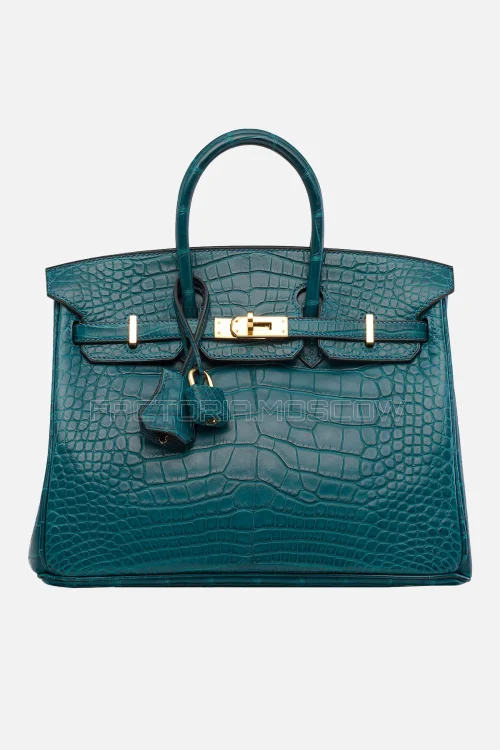 Hermes Birkin 25 Matte Alligator Bleu Colvert GHW