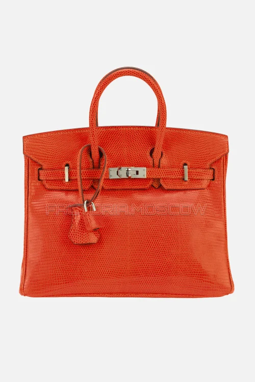Hermes Birkin 25 Shiny Tangerine Lizard PHW
