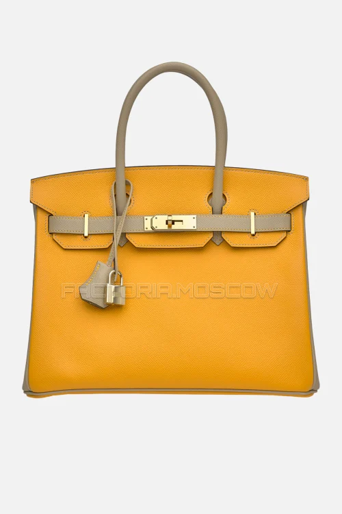 Hermes Birkin 30 Jaune D'Or/Gris Asphalte Epsom GHW