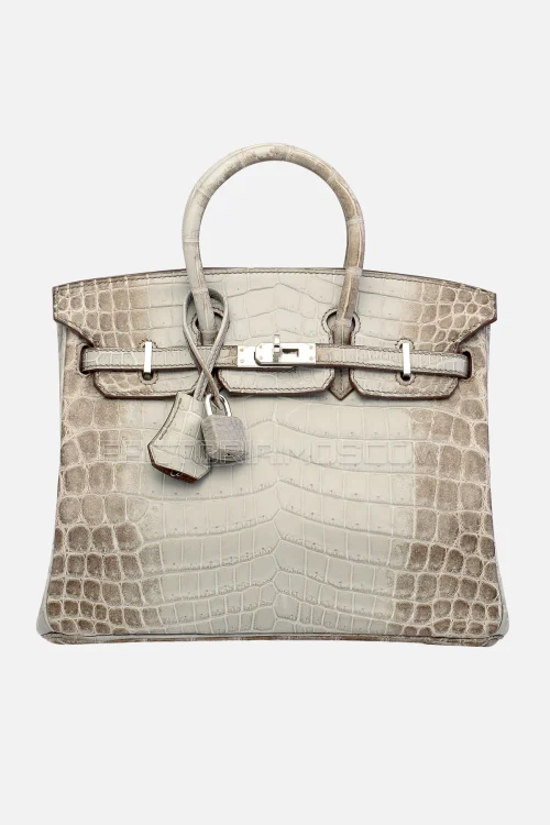 Hermes Birkin 25 Matte Gris Cendre Himalaya Niloticus Crocodile PHW